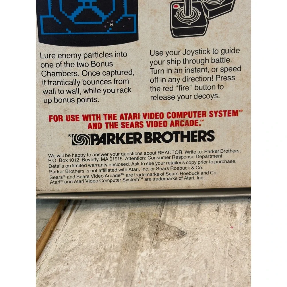 Reactor Atari 2600 Parker Brothers Video Game CIB Box Manual 1982 PB5530